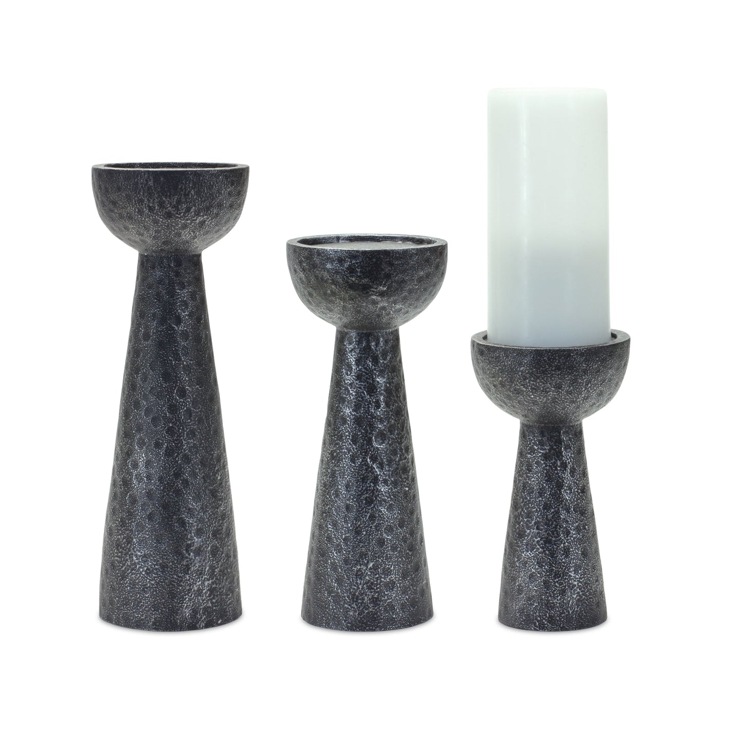 Hammered Design Candle Holder (Set of 3)