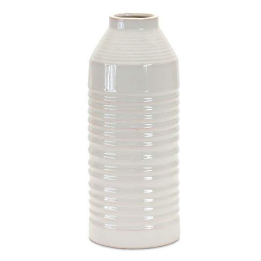 Modern Ribbed Terra Cotta Vase 14"H