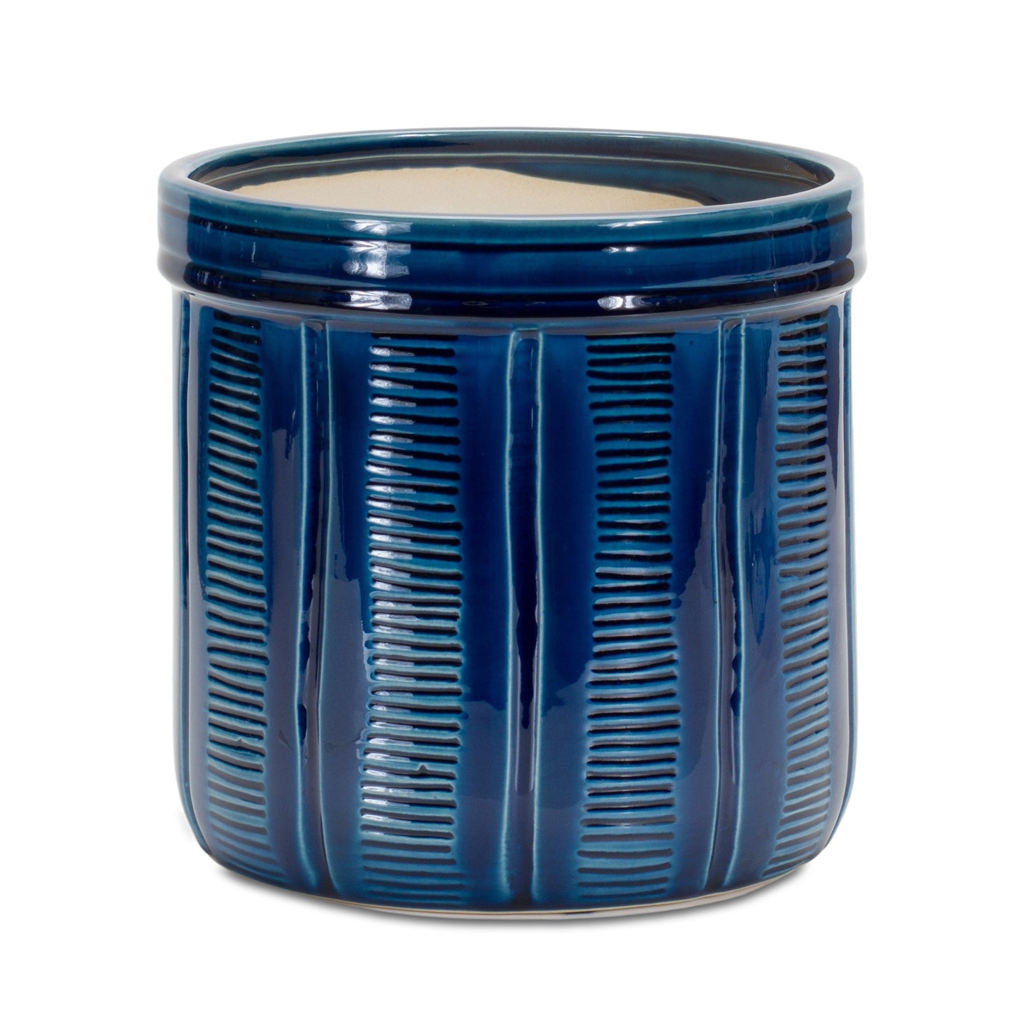 Blue Etched Terra Cotta Pot Planter (Set of 3)