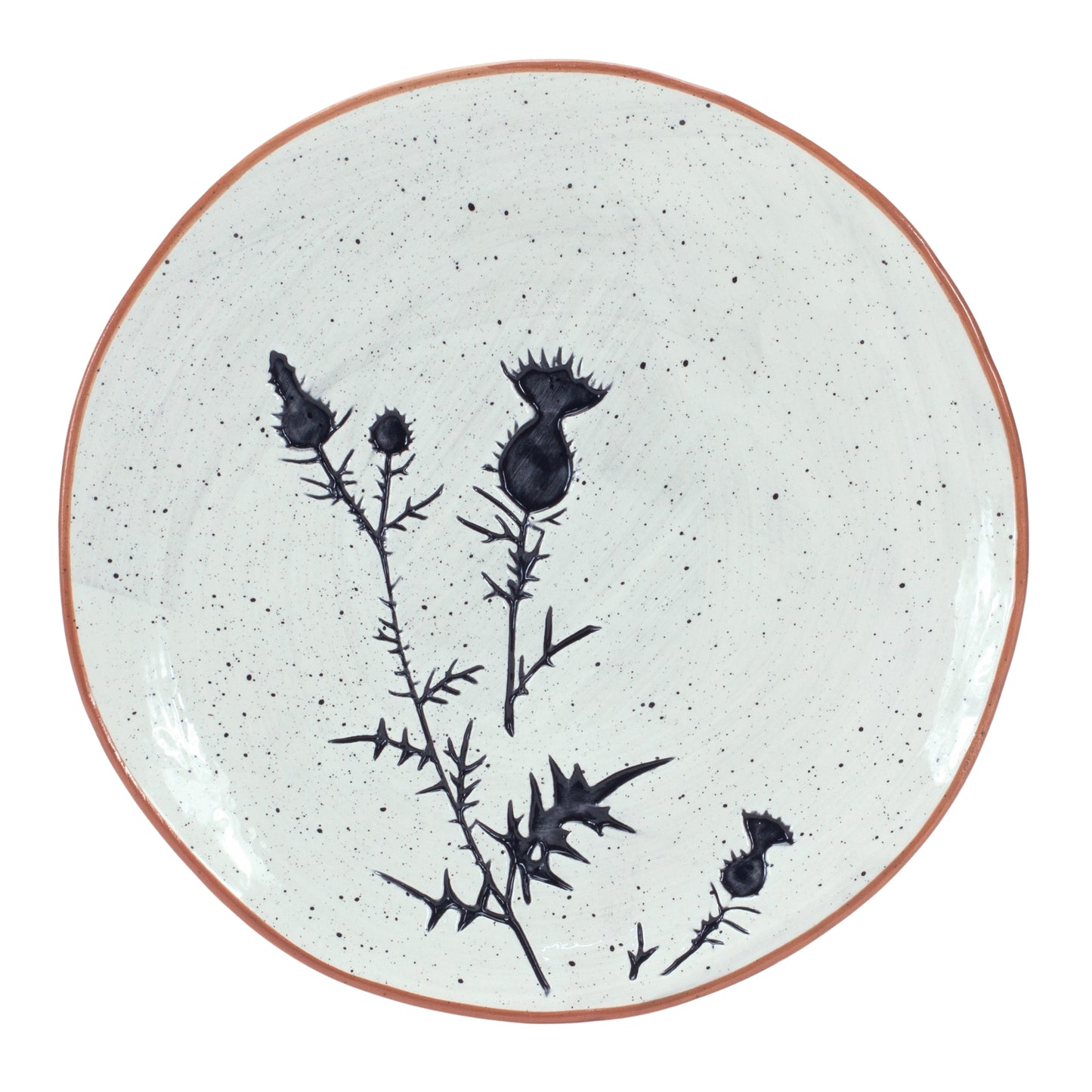 Rustic Thistle Etched Plate with Speckled Finish (Set of 4)