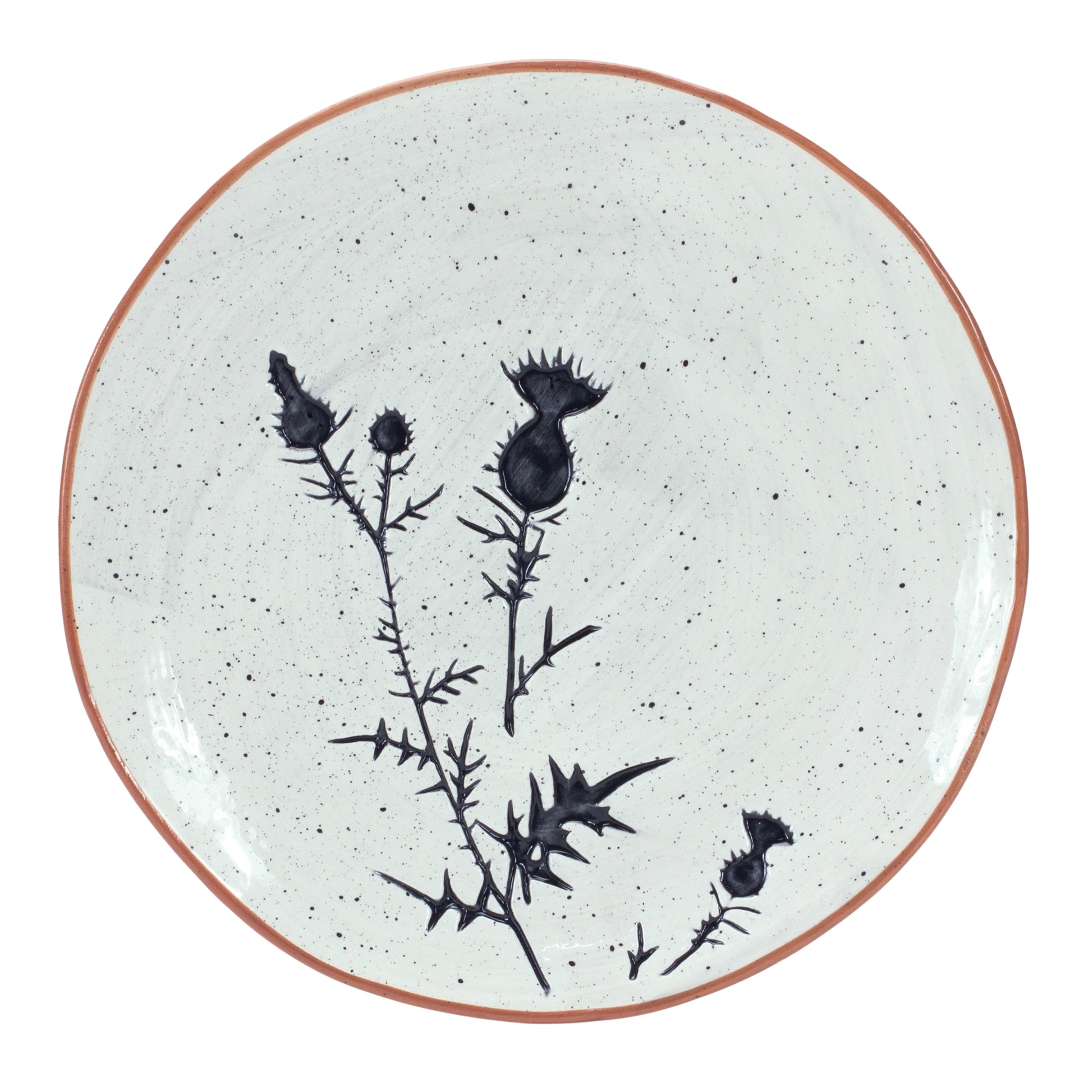 Rustic Thistle Etched Plate with Speckled Finish (Set of 4)