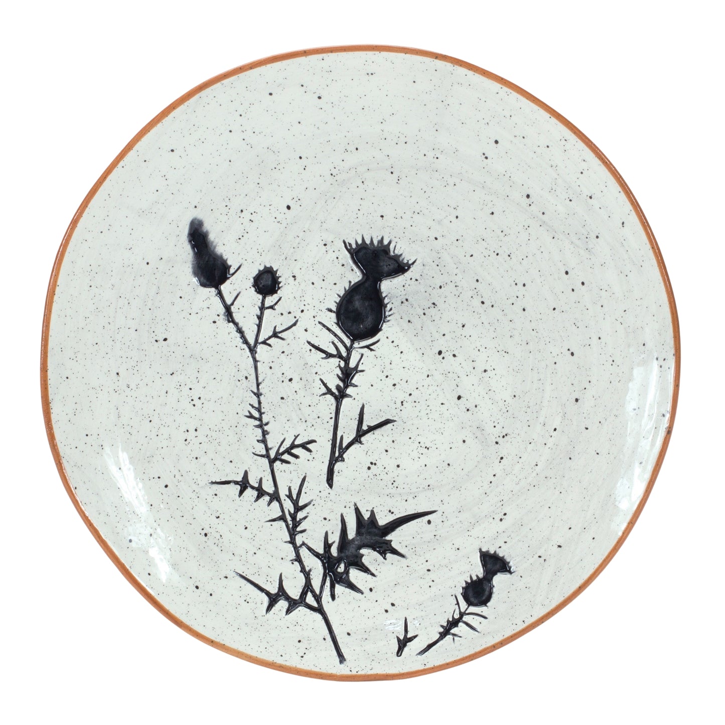 Rustic Thistle Etched Plate with Speckled Finish (Set of 4)