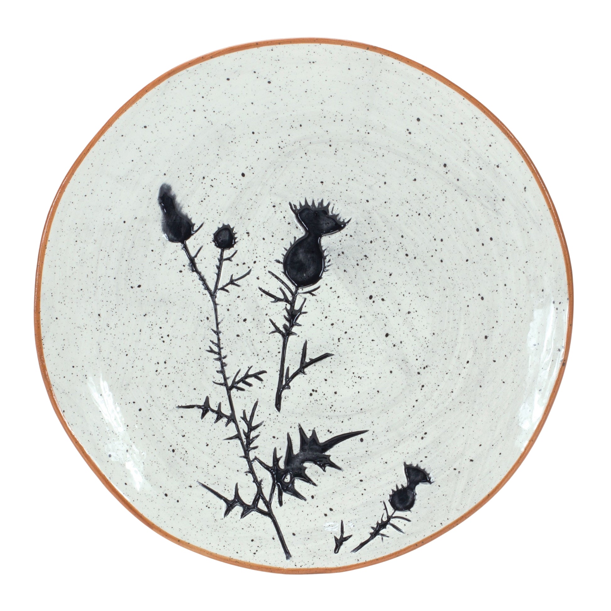 Rustic Thistle Etched Plate with Speckled Finish (Set of 4)