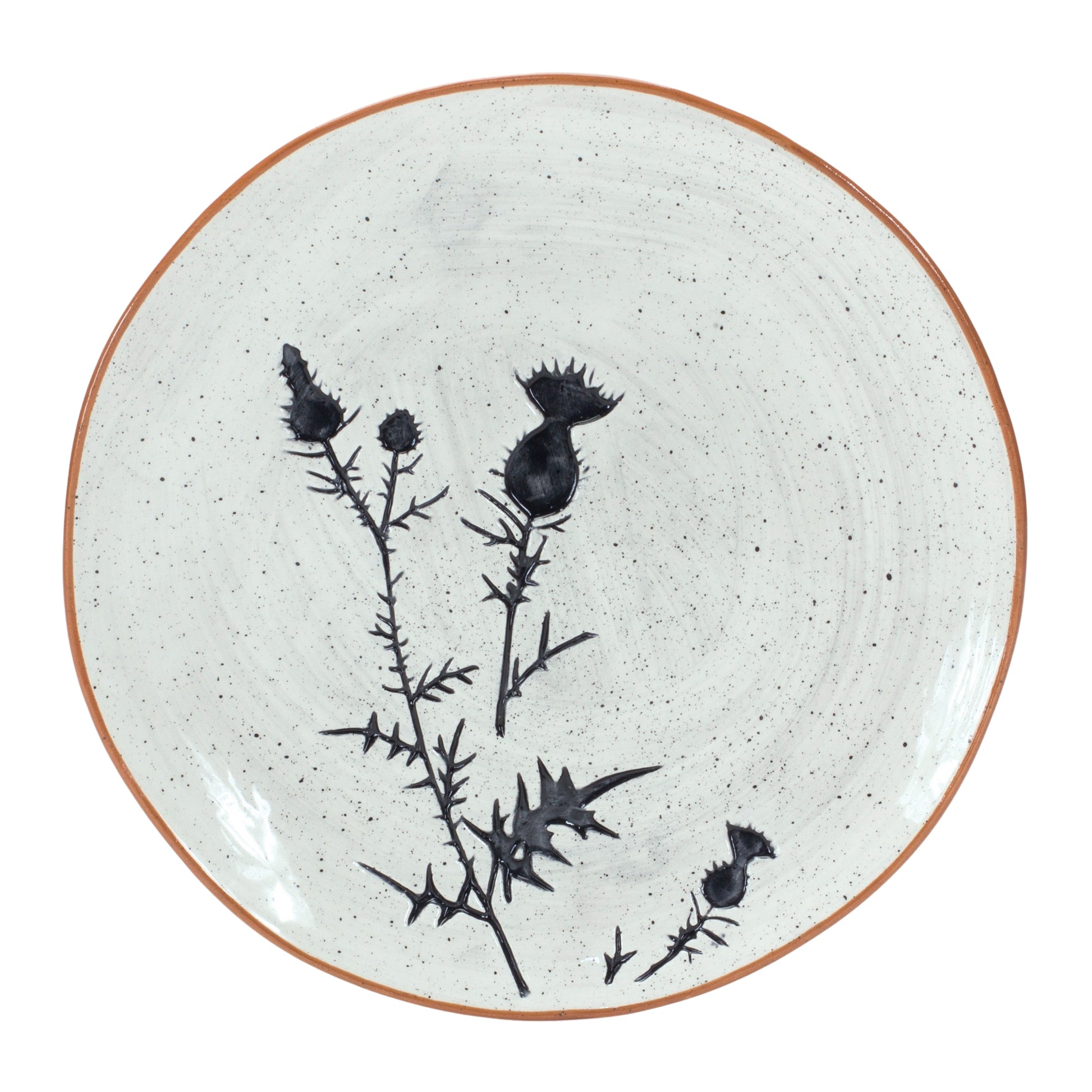 Rustic Thistle Etched Plate with Speckled Finish (Set of 4)