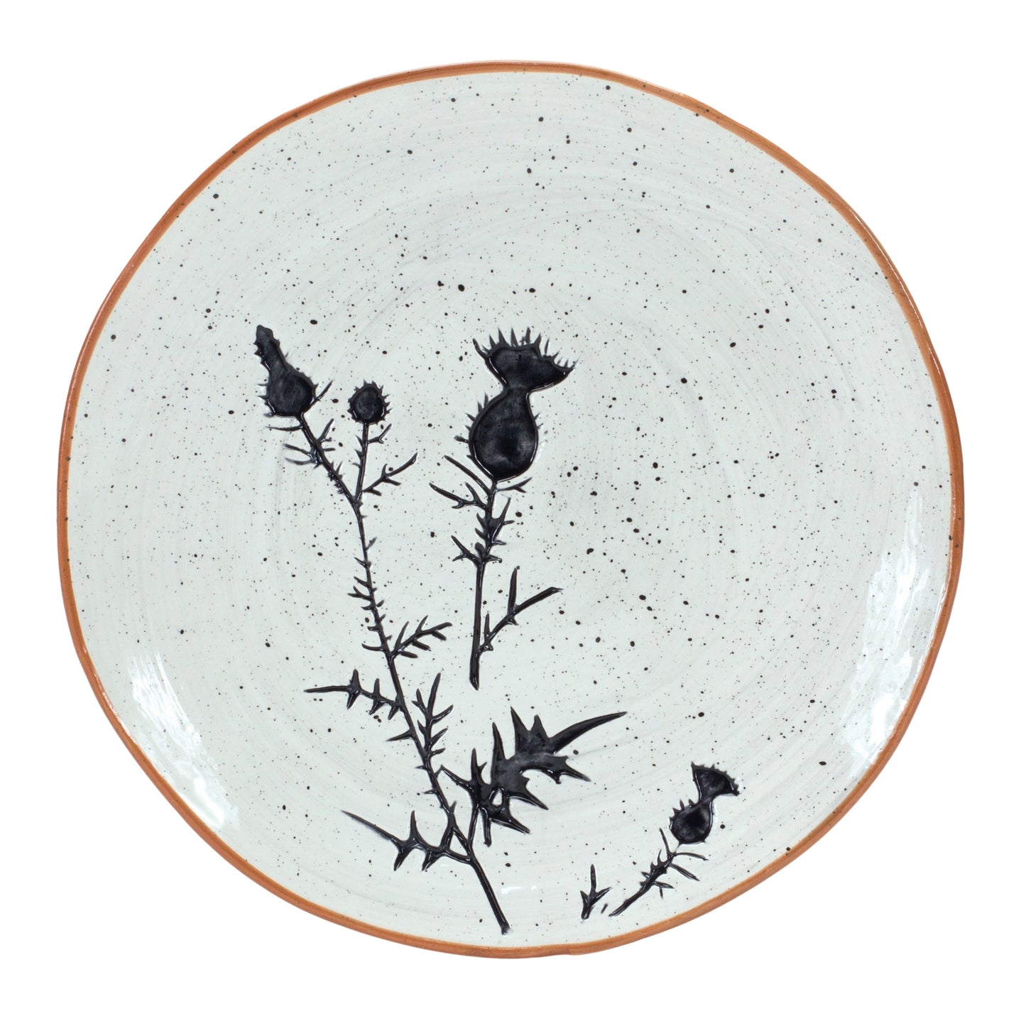 Rustic Thistle Etched Plate with Speckled Finish (Set of 4)