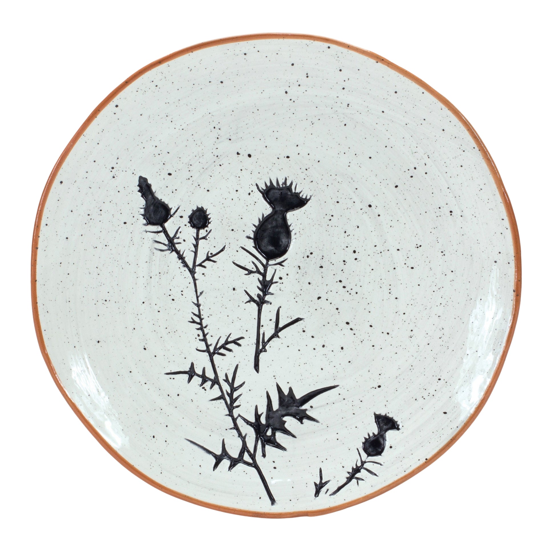 Rustic Thistle Etched Plate with Speckled Finish (Set of 4)