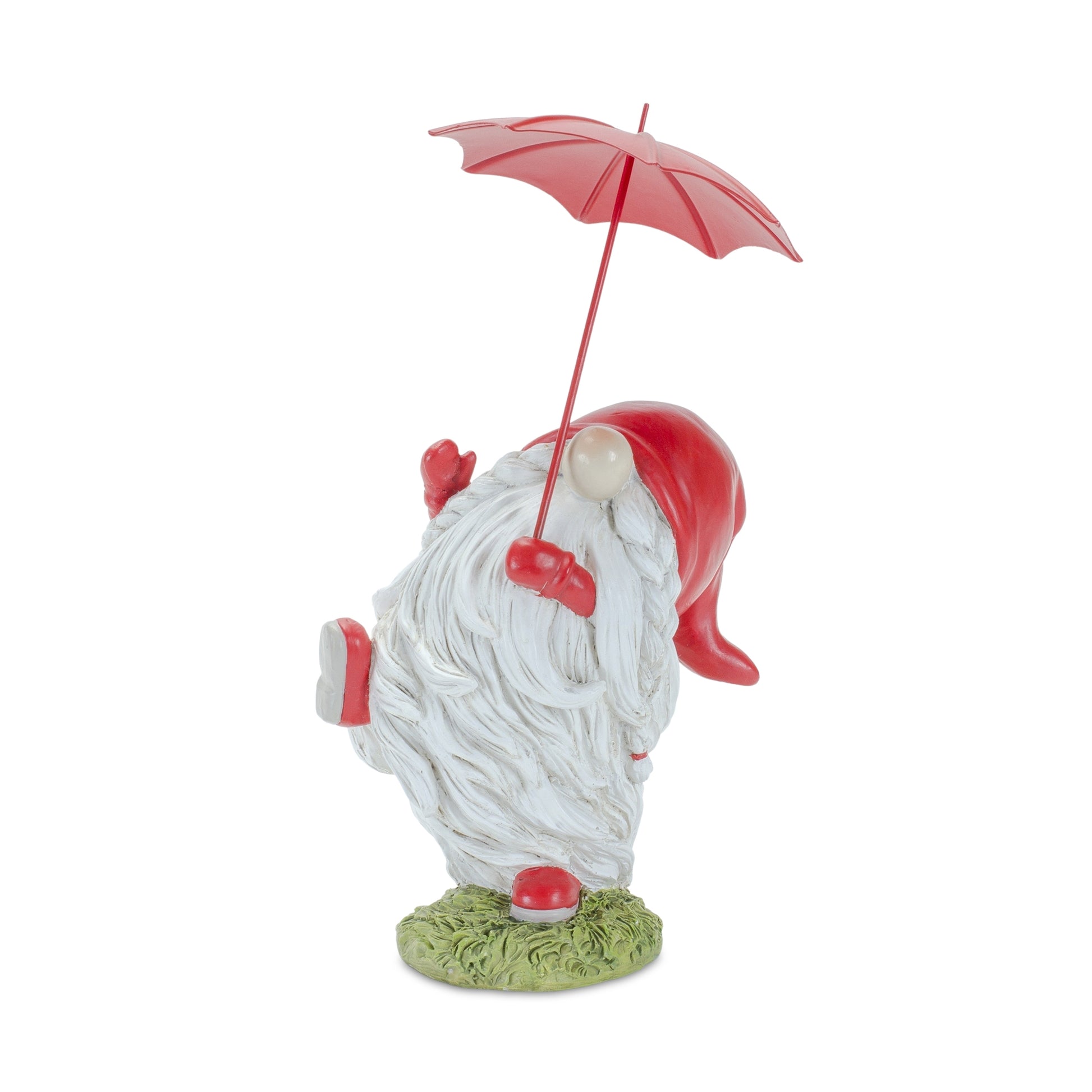 Whimsical Dancing Garden Gnome Figurine with Umbrella (Set of 4)