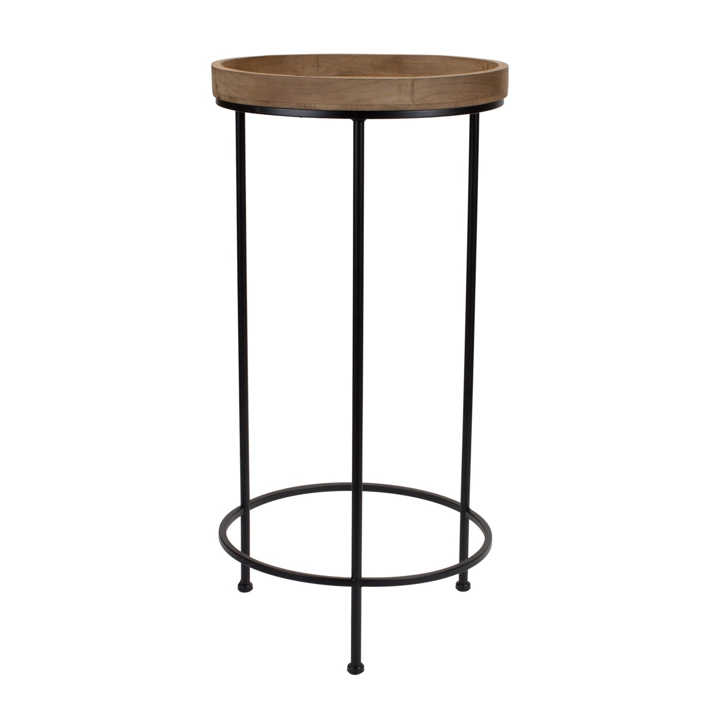 Round Wood and Metal Plant Stand Table (Set of 3)