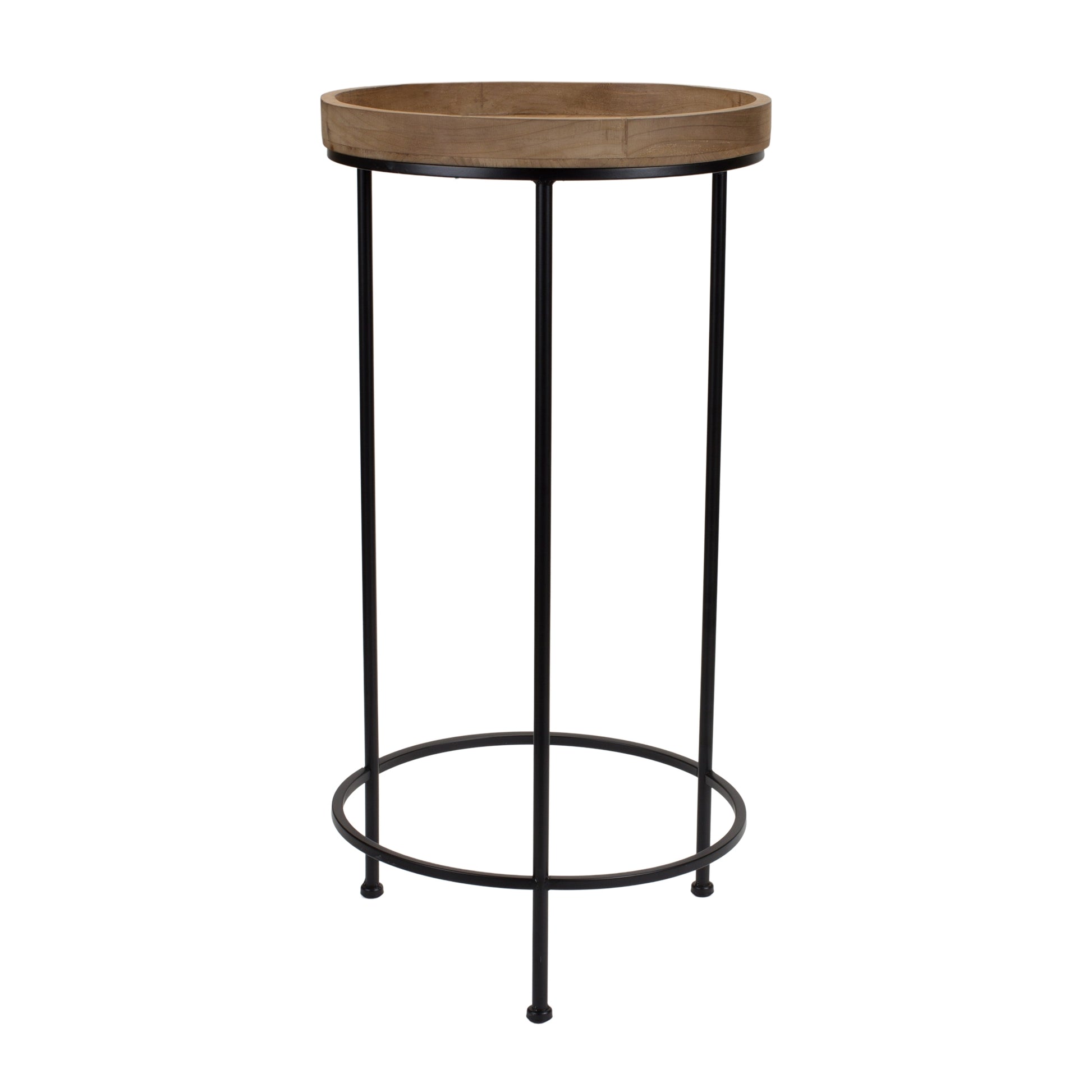 Round Wood and Metal Plant Stand Table (Set of 3)