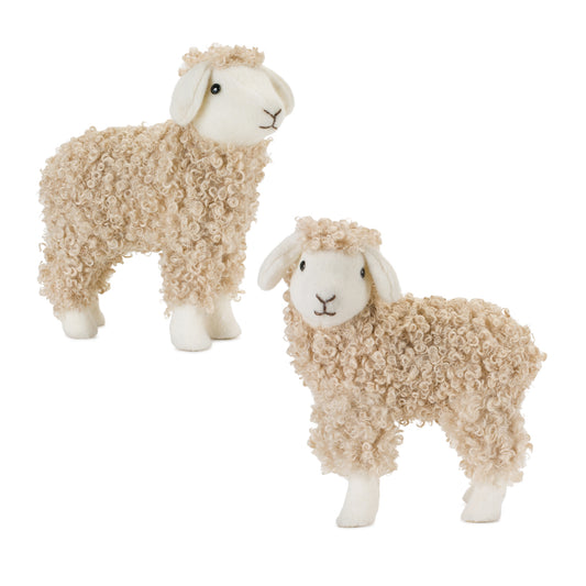 Sheep (Set of 2) 9.5"L x 10.5"H, 9"L x 10.75"H Foam/Fabric