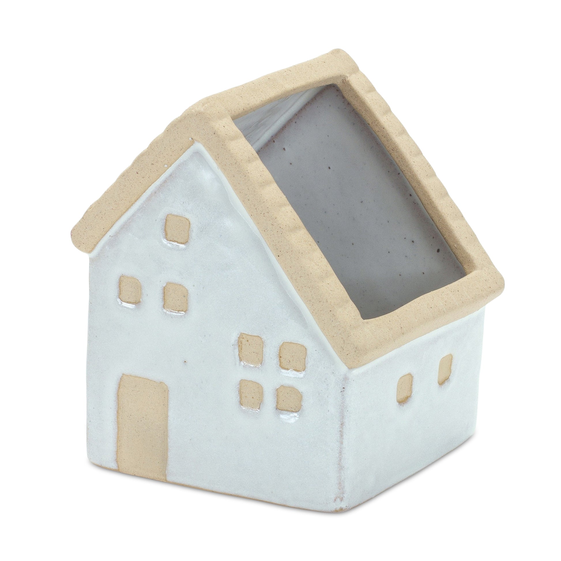 Neutral Porcelain House Planter (Set of 3)