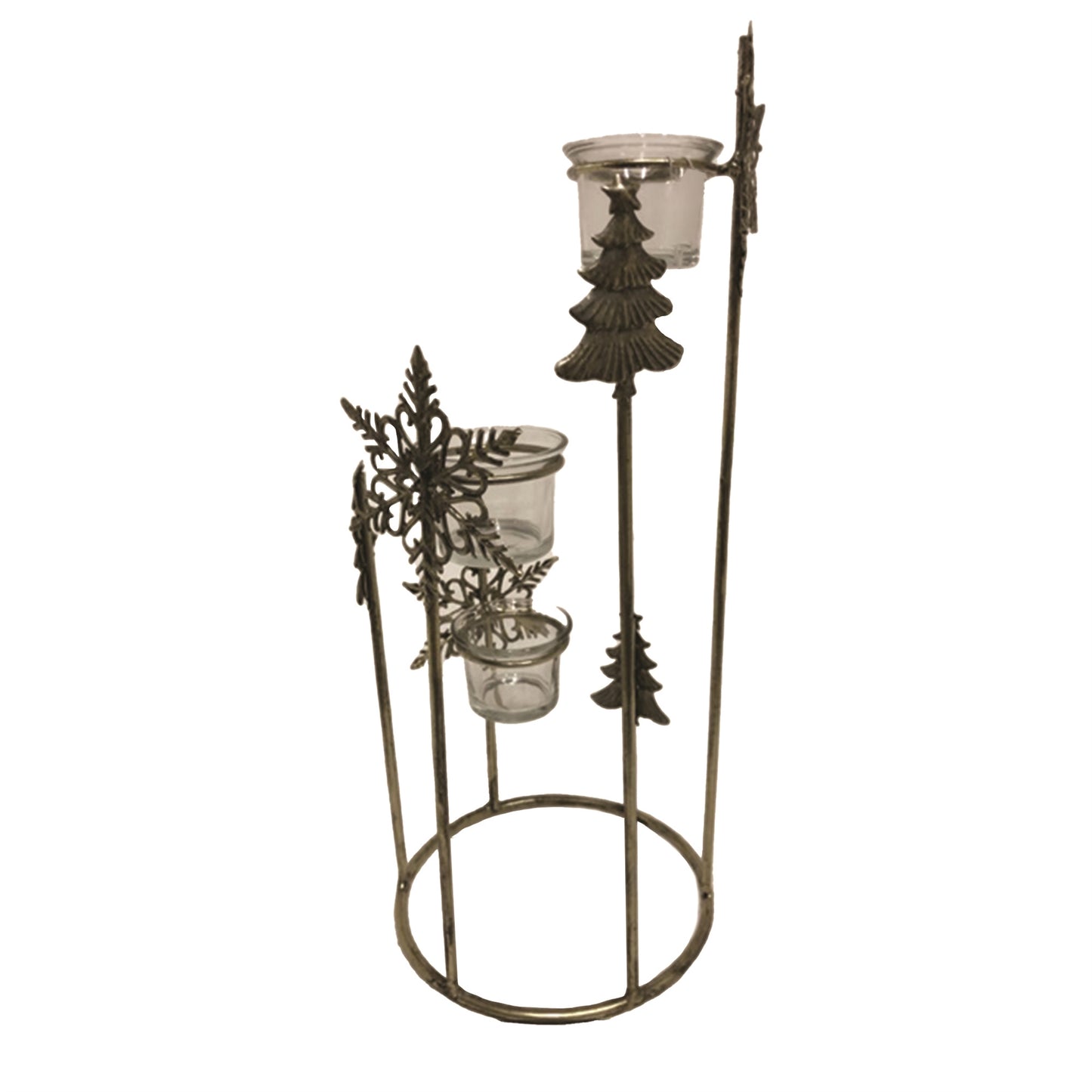 Metal Winter Triple Votive Holder 15.75"H