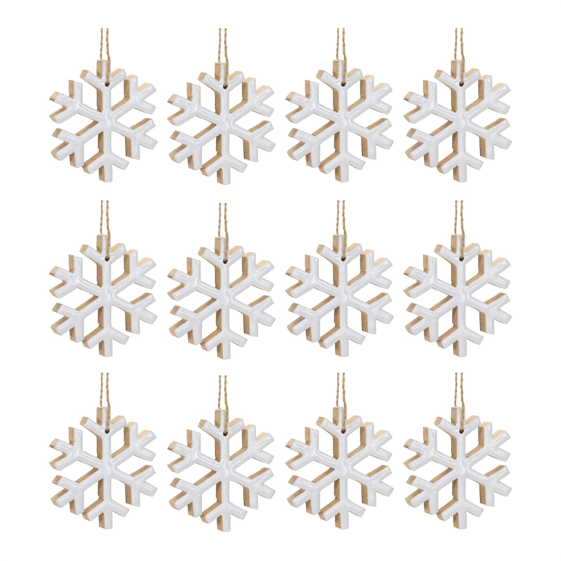 Wood Snowflake Ornament (Set of 12)