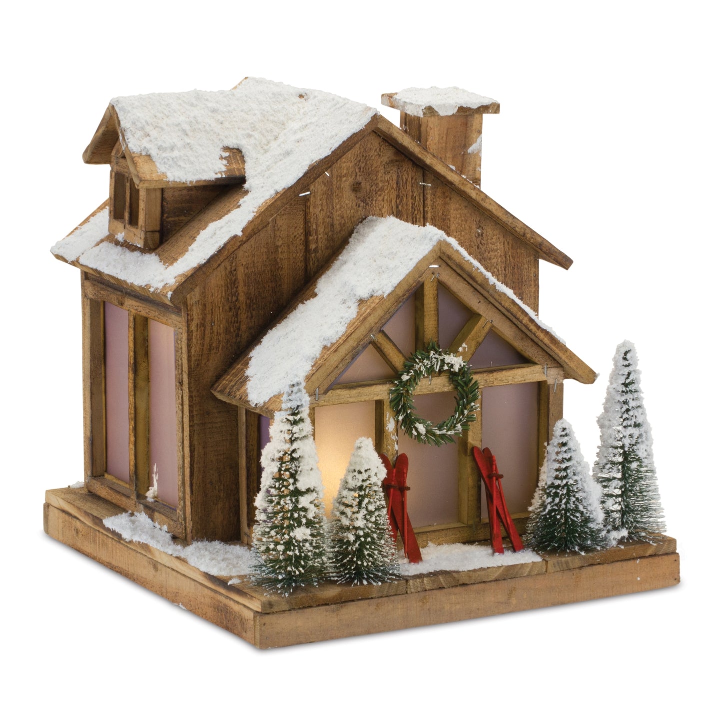 Vintage Ski Lodge Lighted Display 14.25"H