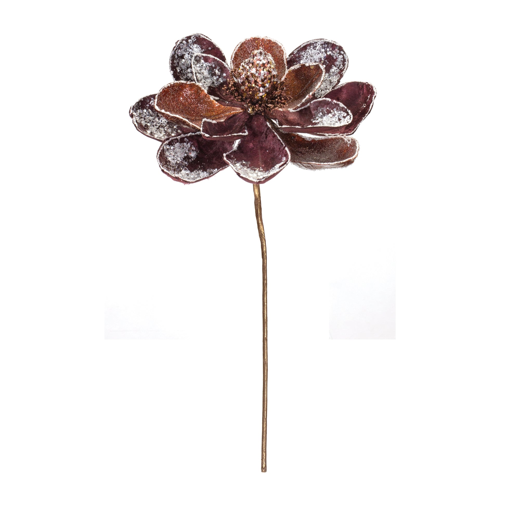 Glittered Magnolia Flower Stem (Set of 2)