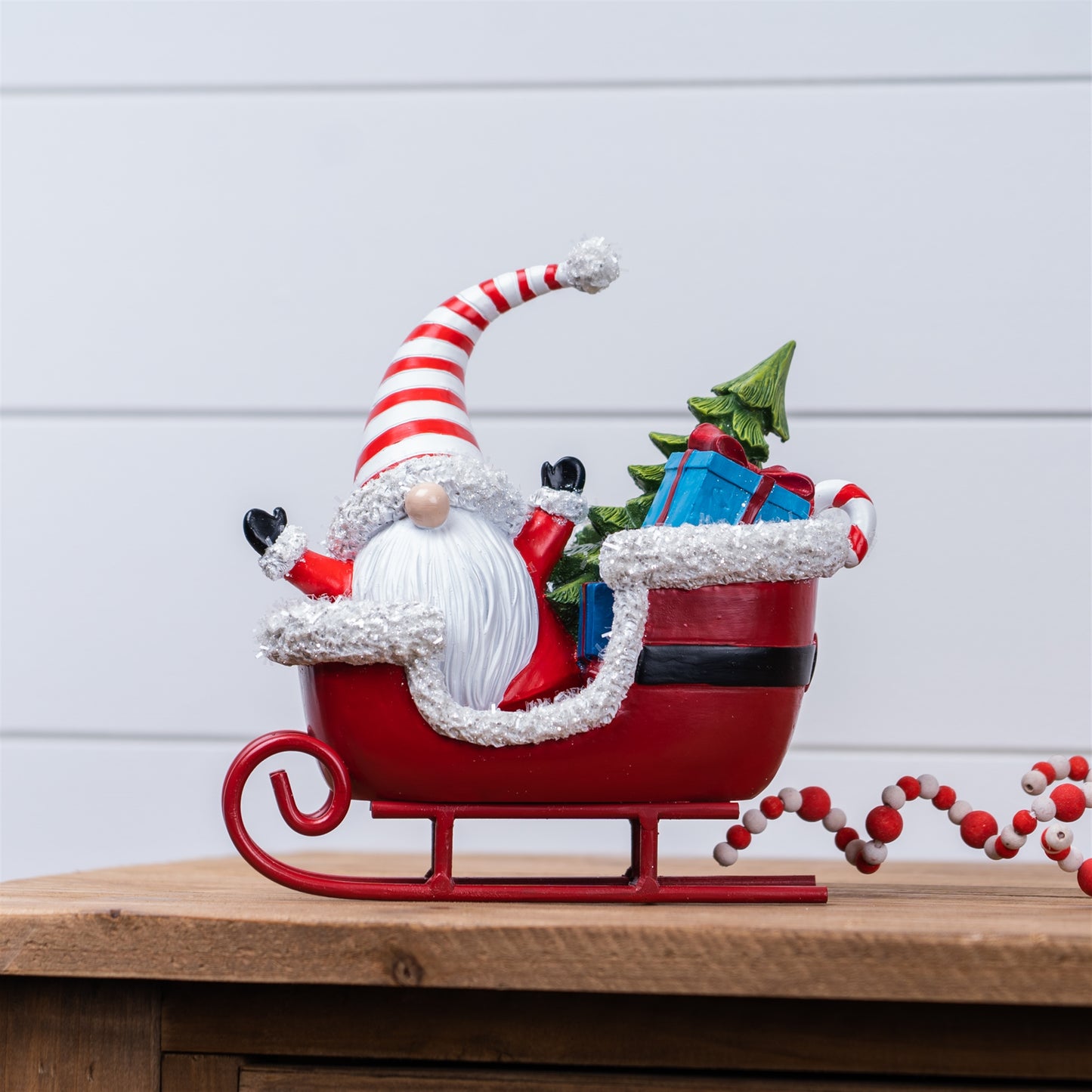 Santa Gnome in Sleigh Figurine (Set of 2)