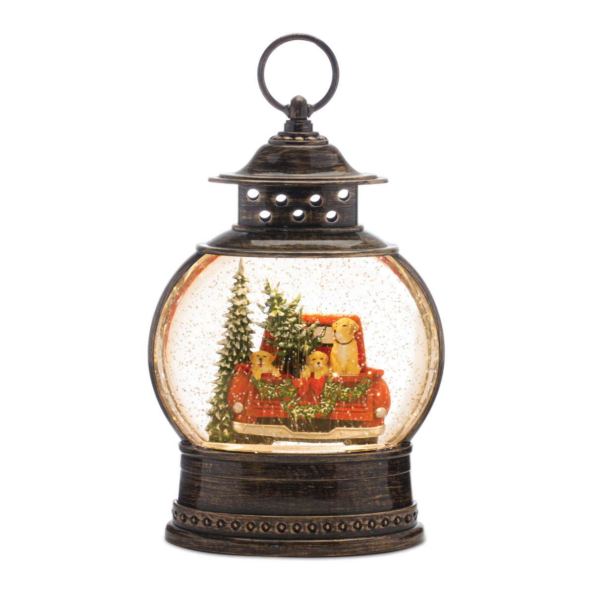 LED Snow Globe with Pickup Truck 11.5"H