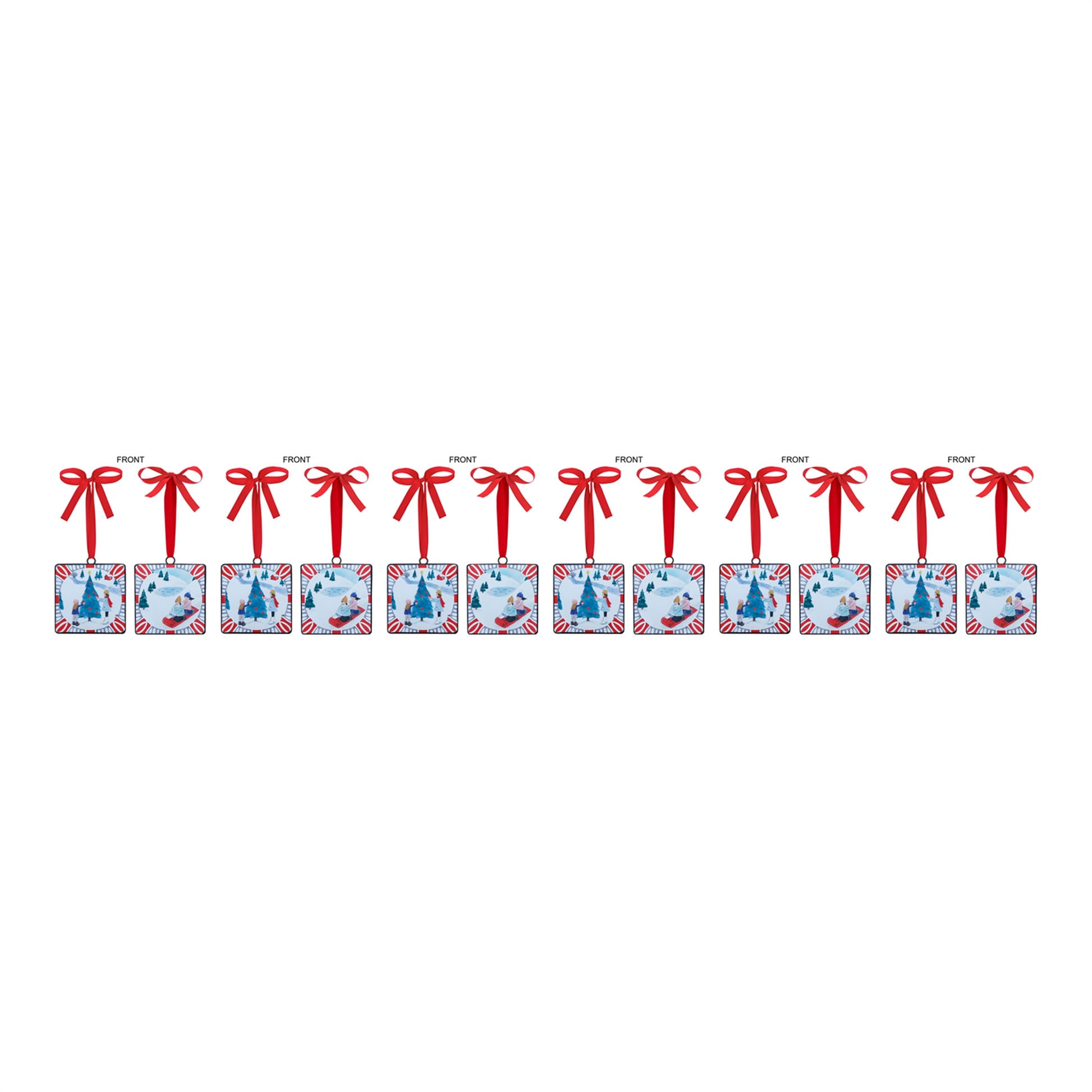 Sledding and Christmas Tree Ornament (Set of 12)