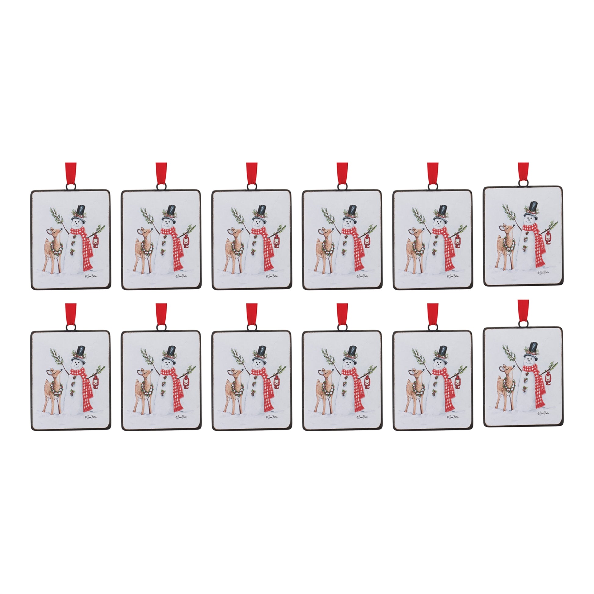 Snowman and Deer Ornament (Set of 12)
