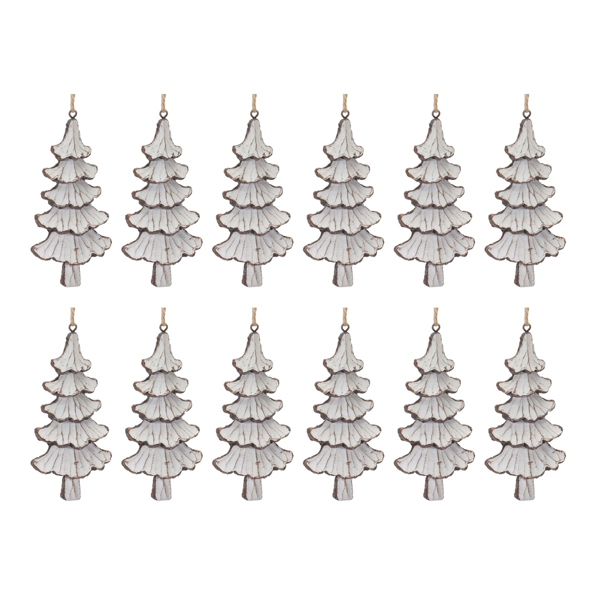 Carved Pine Tree Ornament (Set of 12)