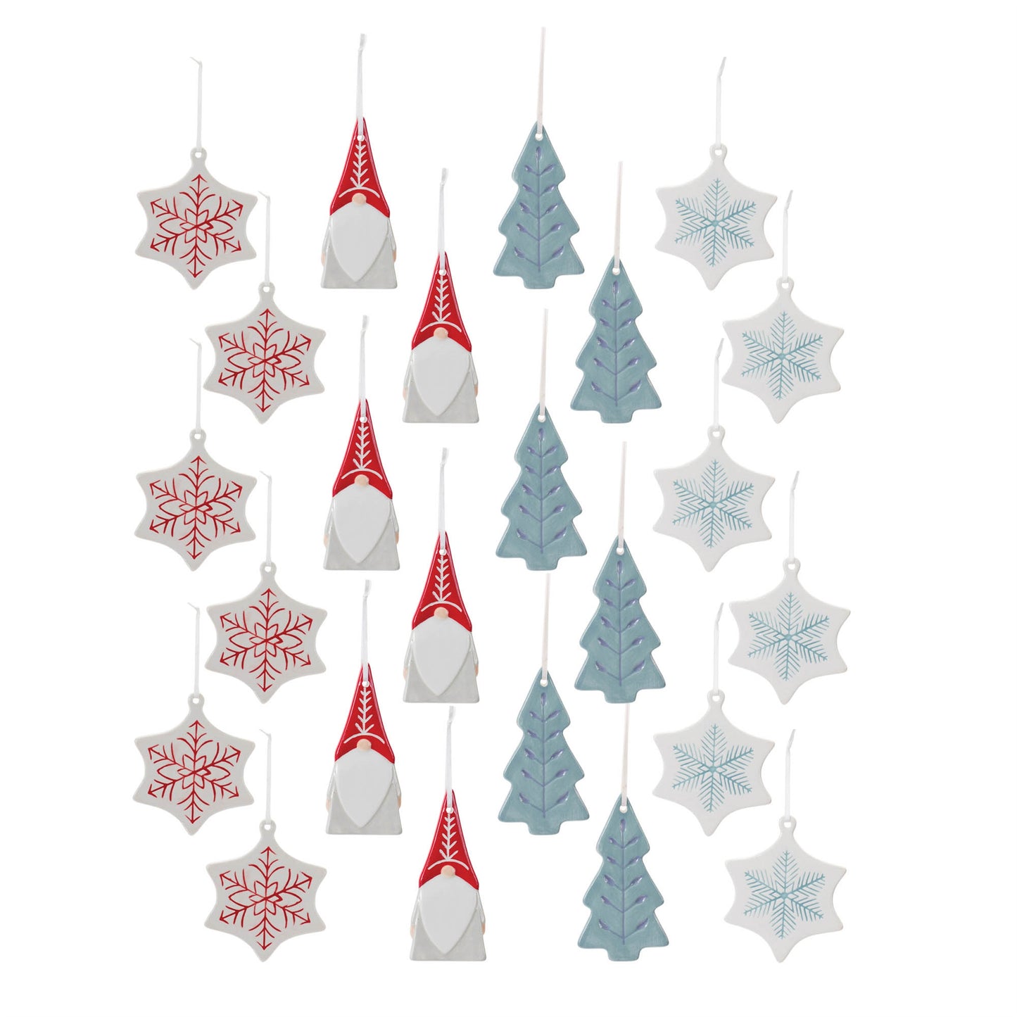 Etched Ceramic Tree Ornament (Set of 24)