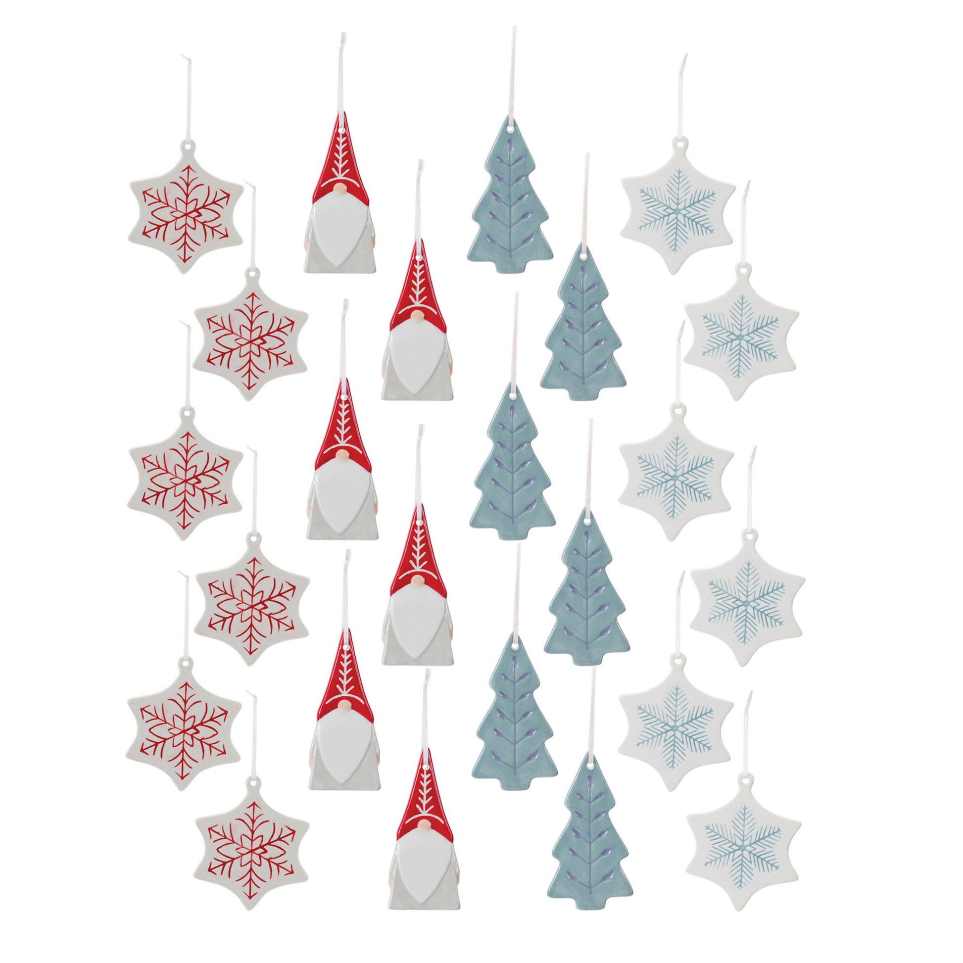 Etched Ceramic Tree Ornament (Set of 24)