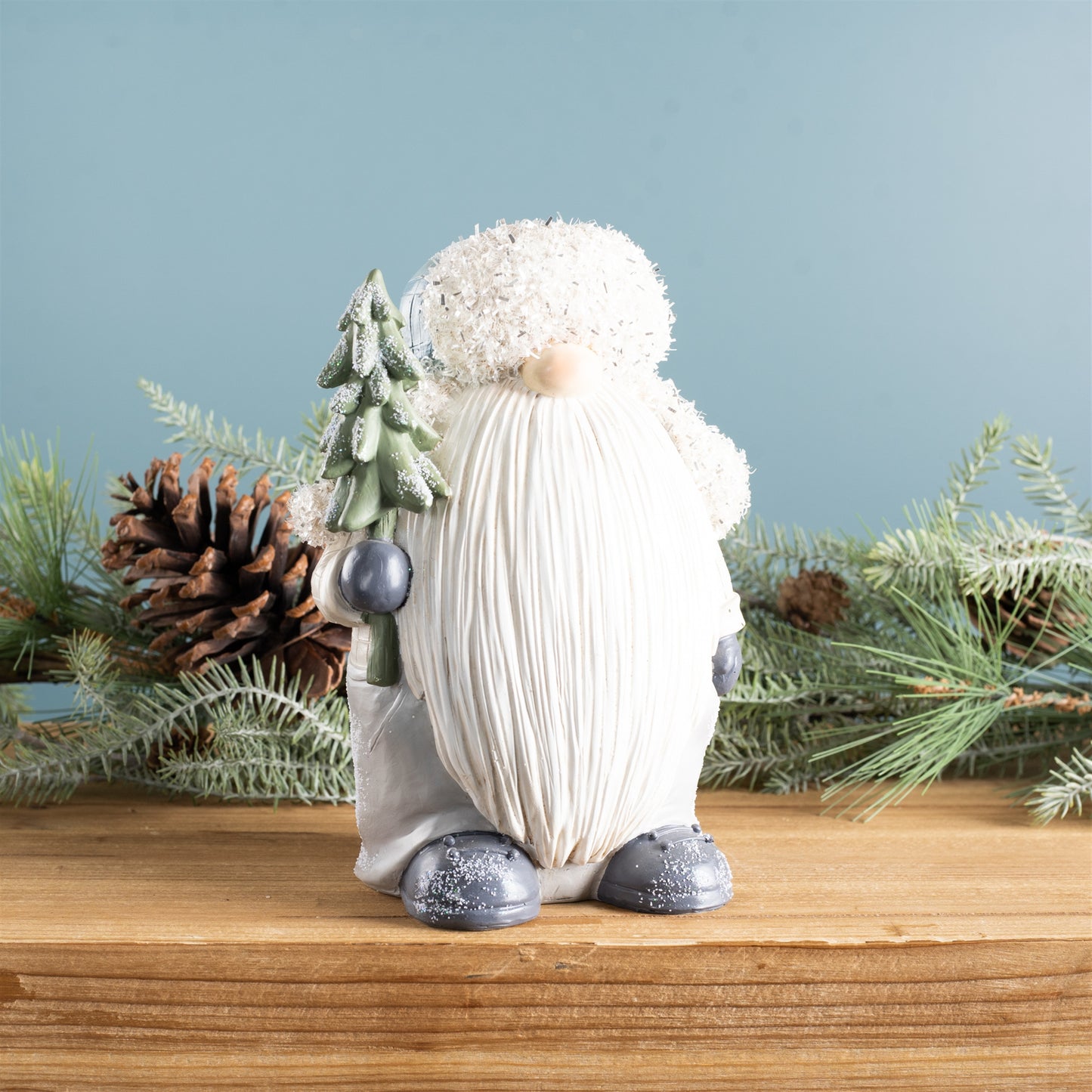 Gnome with Pine Tree Figurine (Set of 2)
