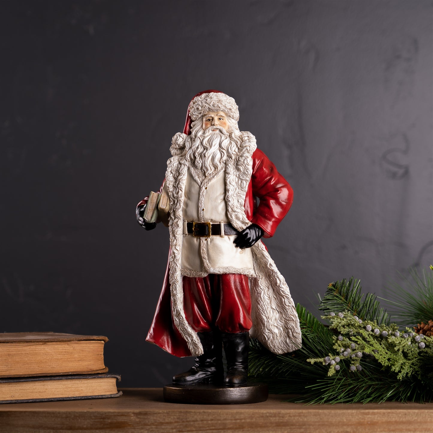 Standing Santa Statue with Books (Set of 2)