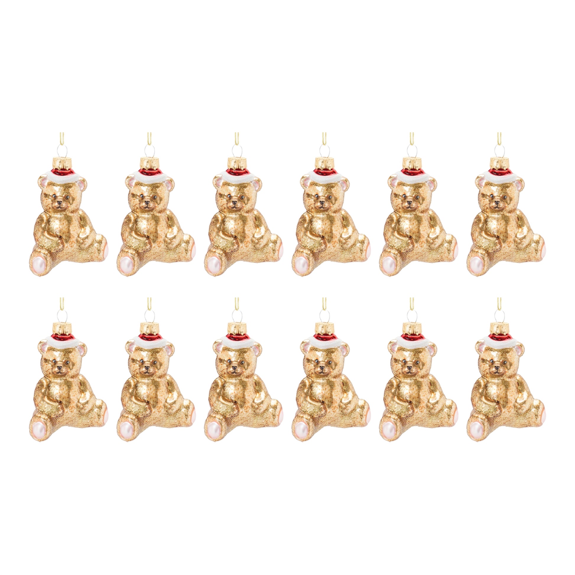 Glass Teddy Bear Ornament (Set of 12)