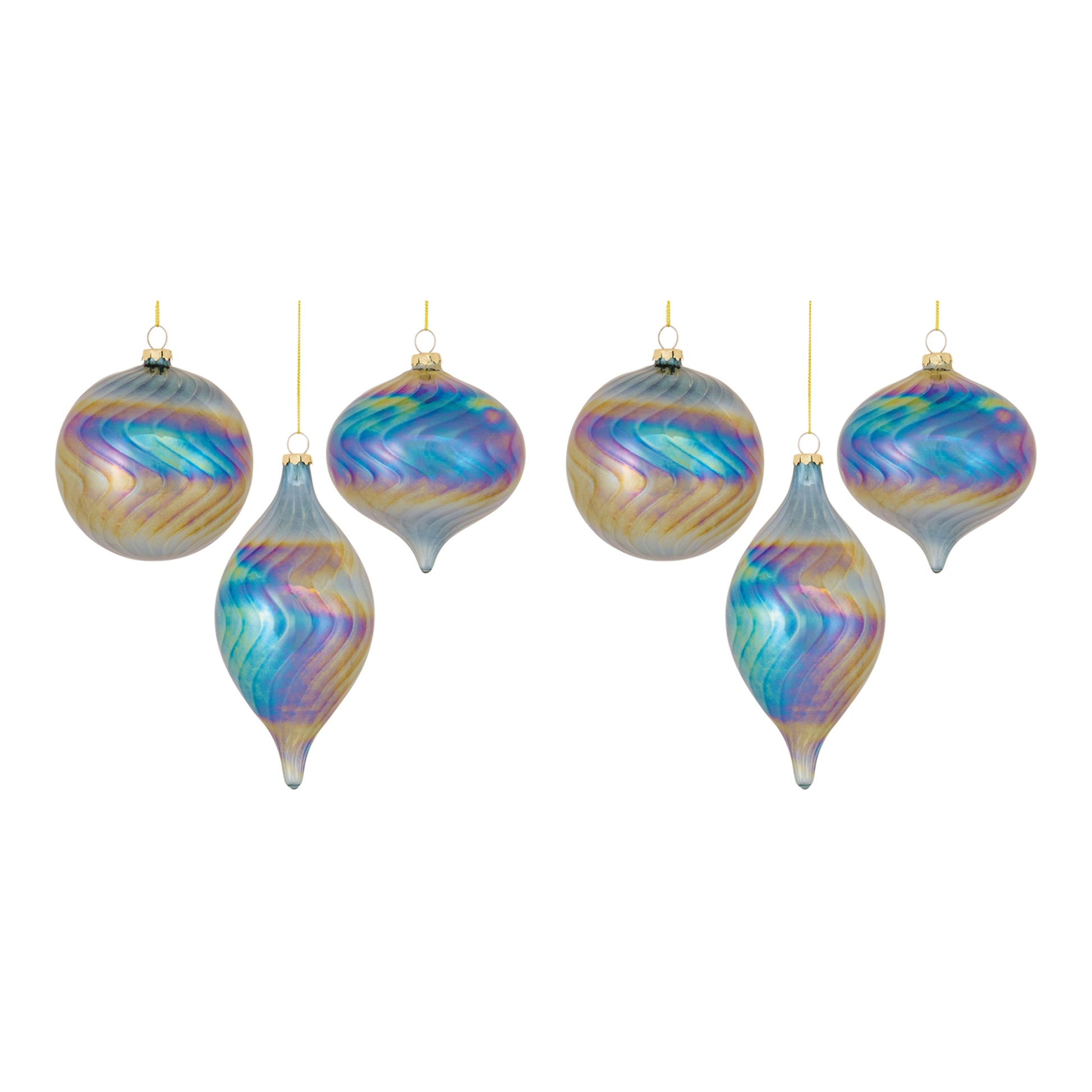 Irredescent Glass Swirl Ornament (Set of 6)