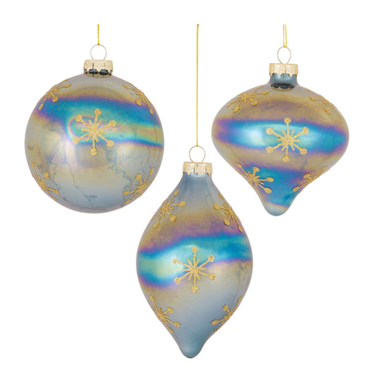 Irredescent Glass Snowflake Ornament (Set of 6)