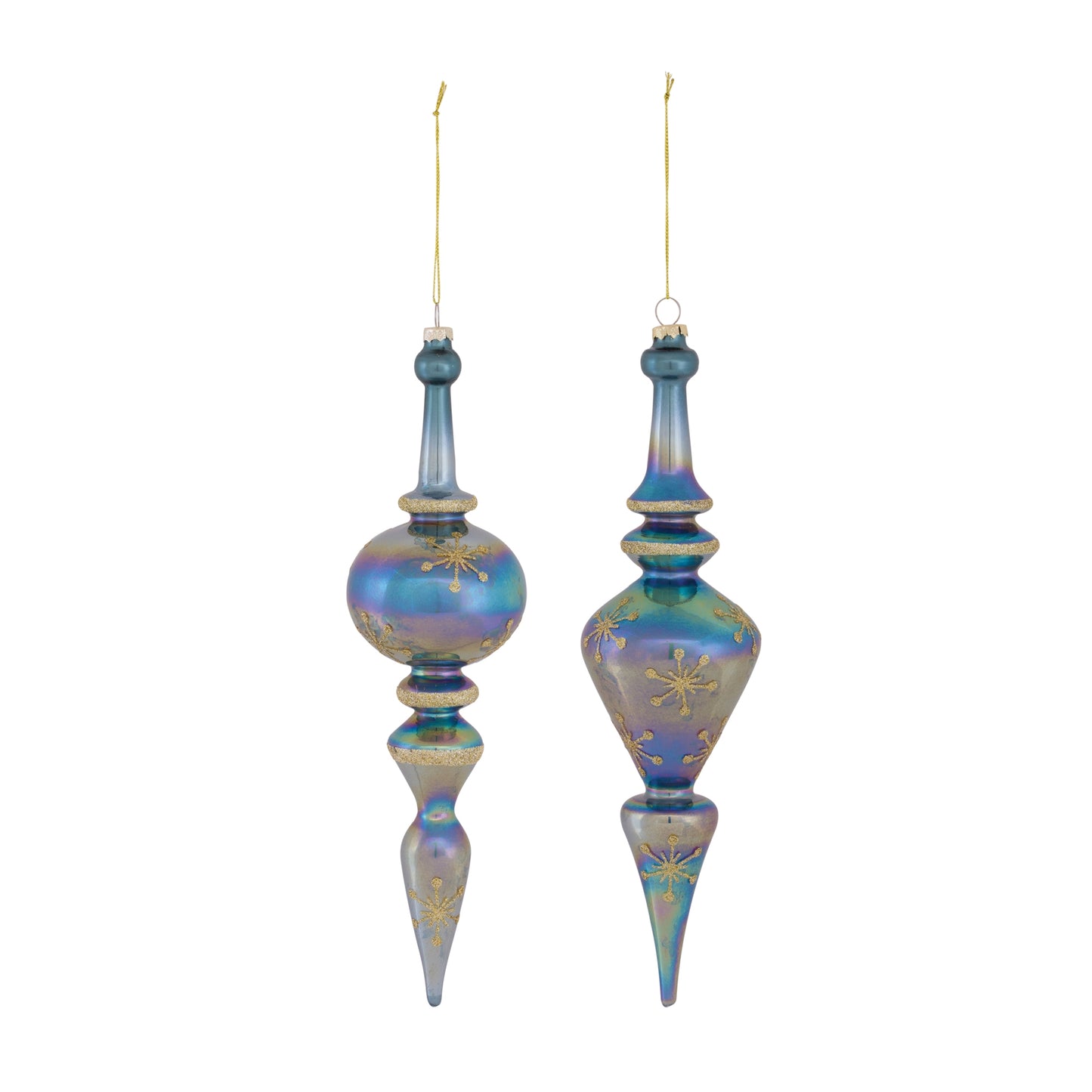 Irredescent Glass Finial Drop Ornament (Set of 6)