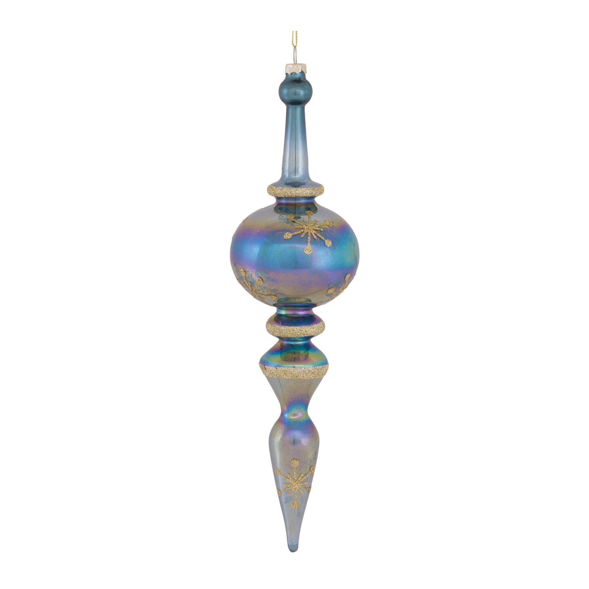 Irredescent Glass Finial Drop Ornament (Set of 6)