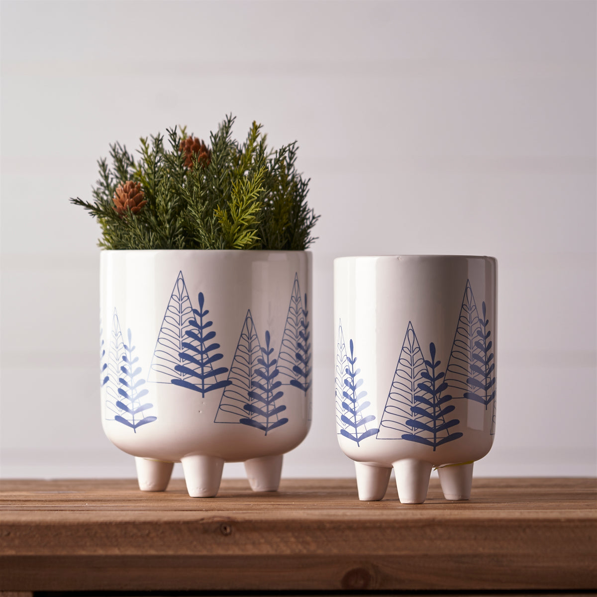 Modern Pine Tree Planter with Legs (Set of 2)