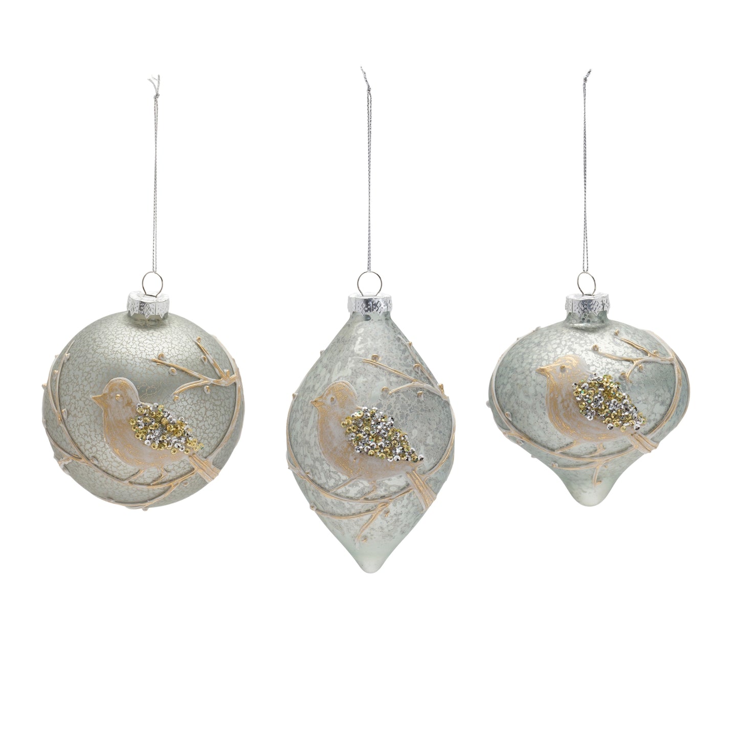 Beaded Glass Bird Ornament (Set of 6)