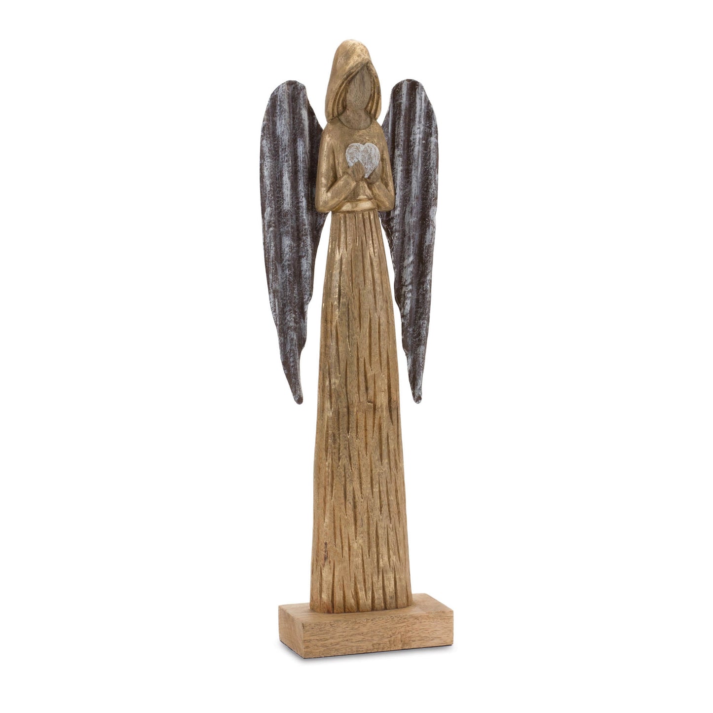Carved Wood Angel Statue (Set of 2)
