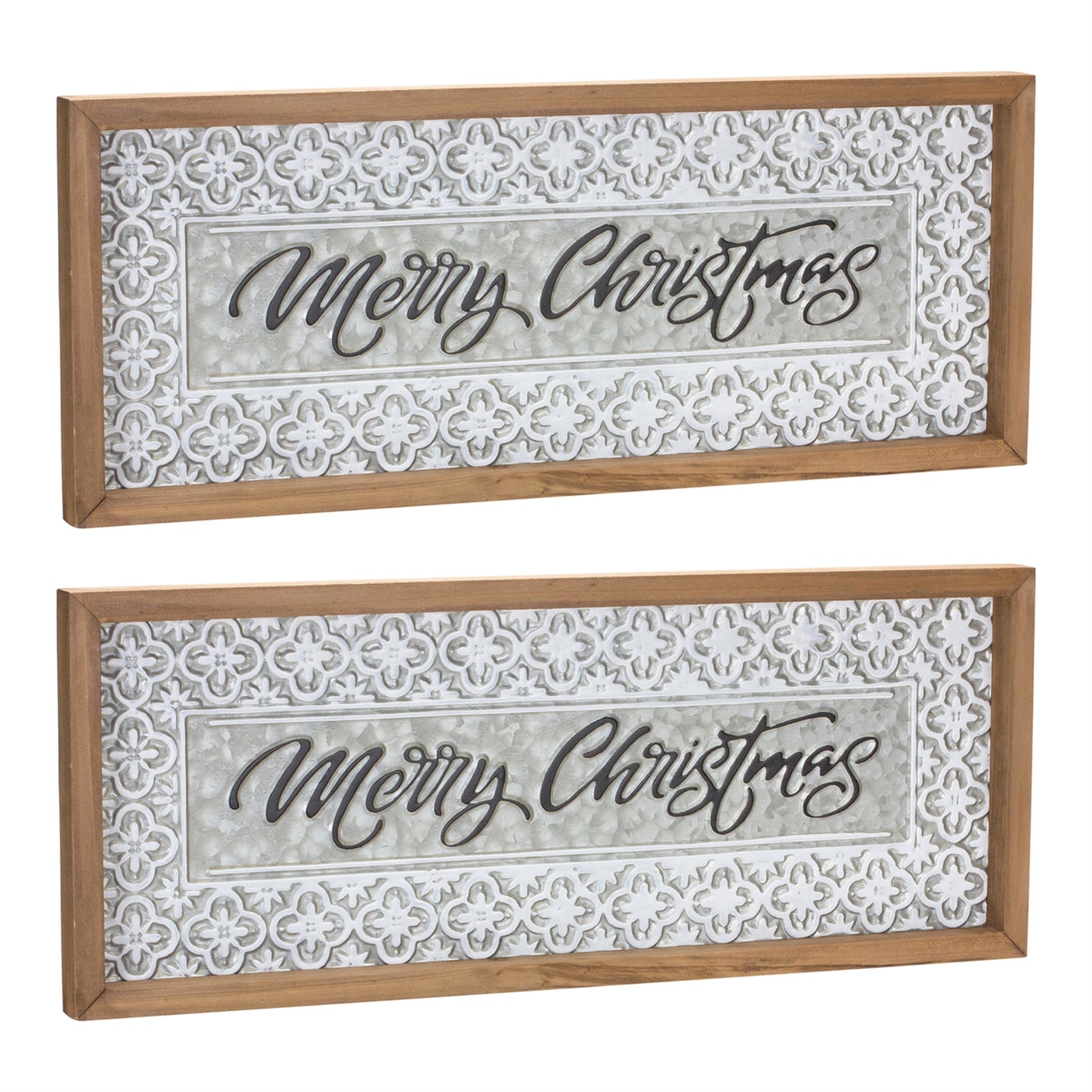 Ornate Metal Merry Christmas Sign (Set of 2)