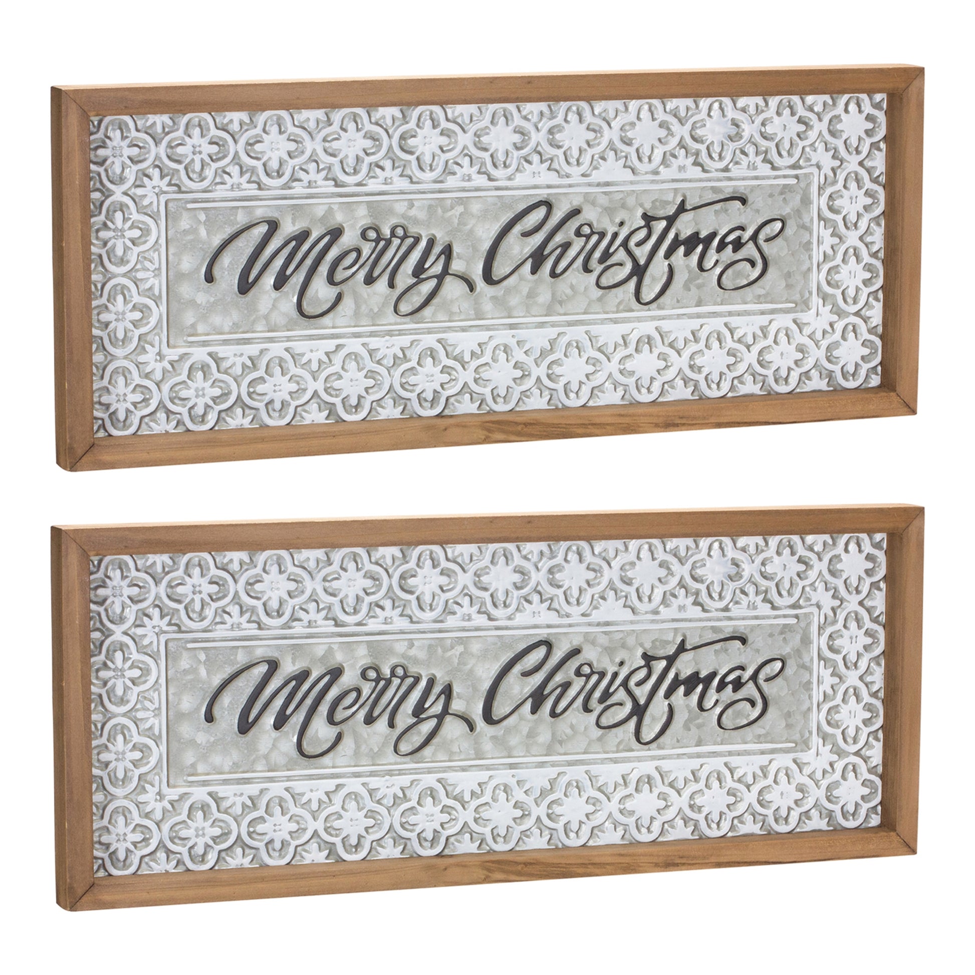 Ornate Metal Merry Christmas Sign (Set of 2)