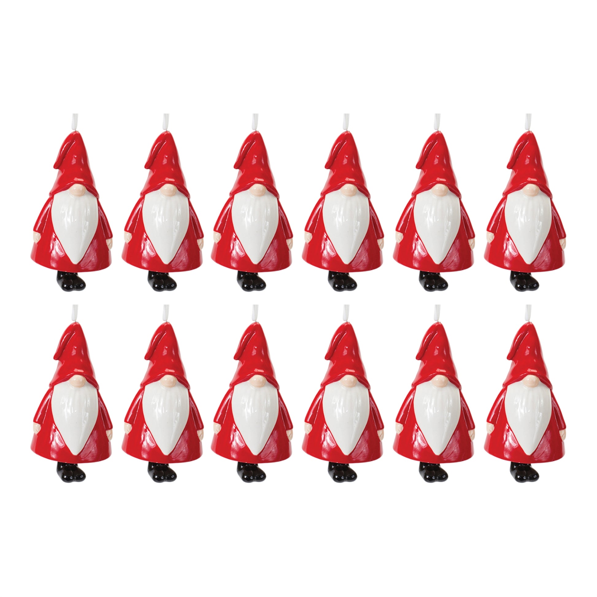 Ceramic Gnome Bell Ornament (Set of 12)
