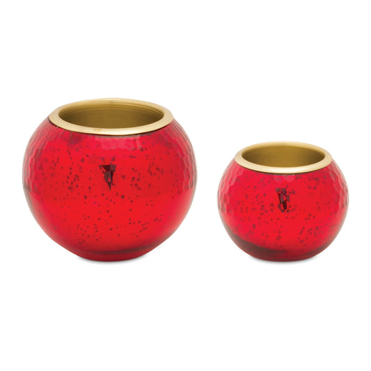 Round Mercury Glass Votive Holder with Metal Insert (Set of 2)