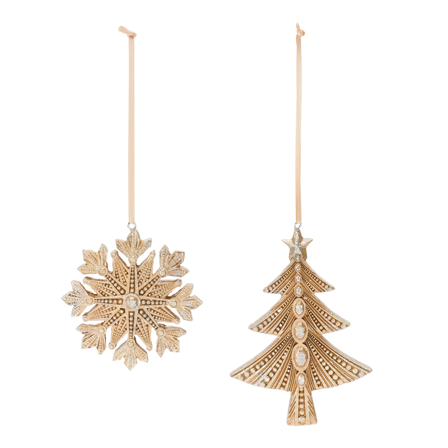 Glittered Pine Tree and Snowflake Ornament (Set of 12)