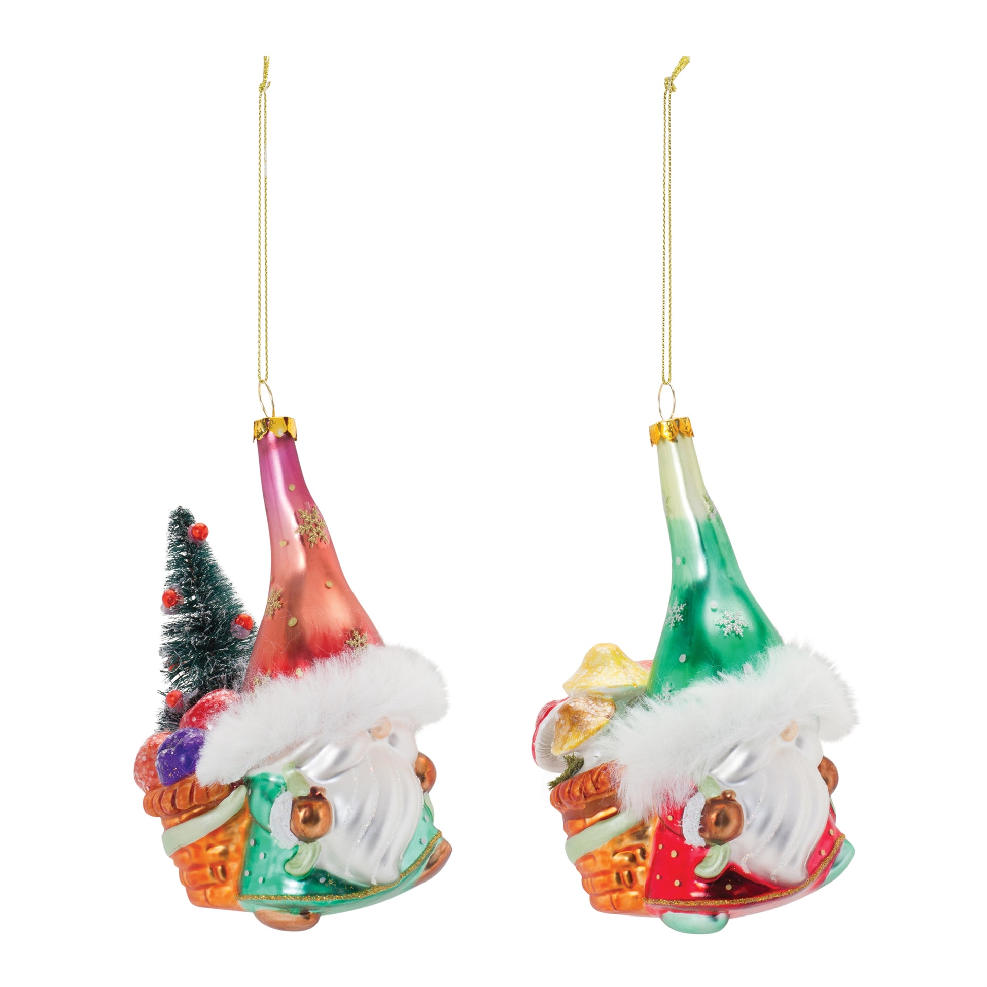 Glass Santa Gnome Ornament (Set of 6)
