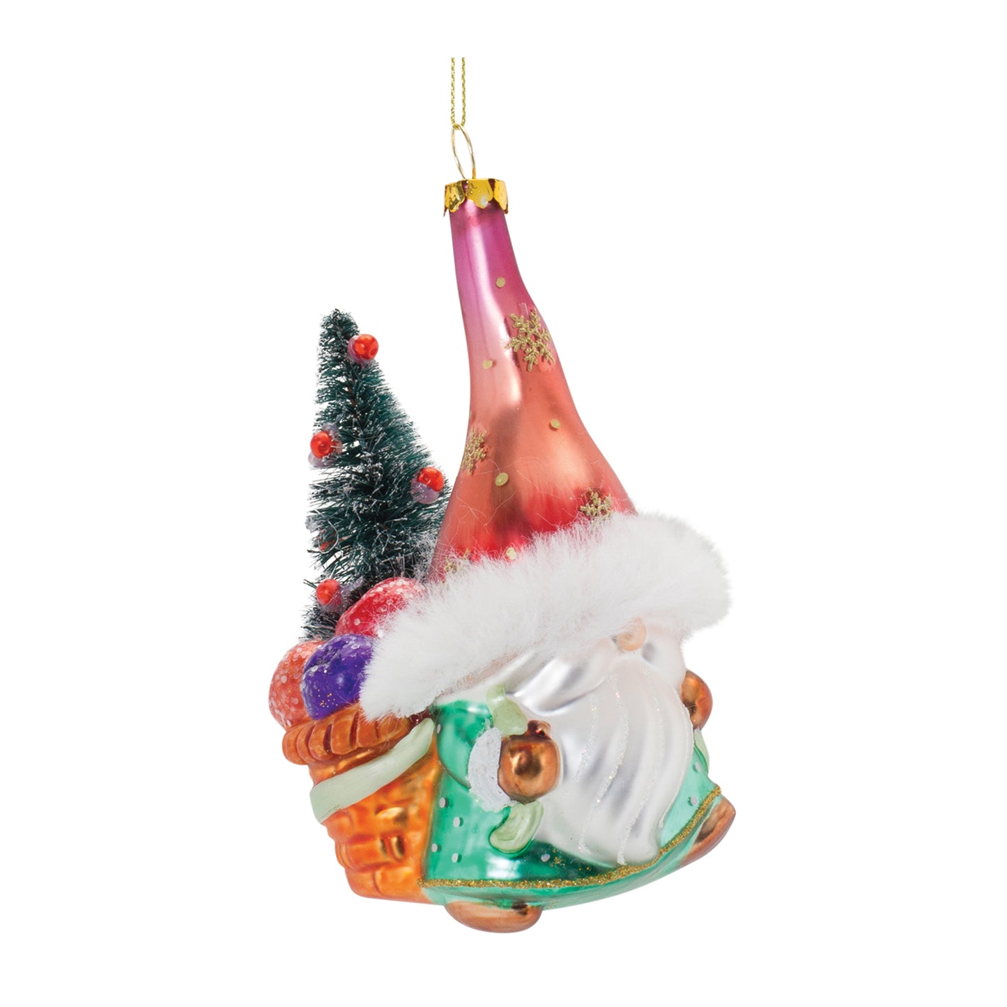 Glass Santa Gnome Ornament (Set of 6)