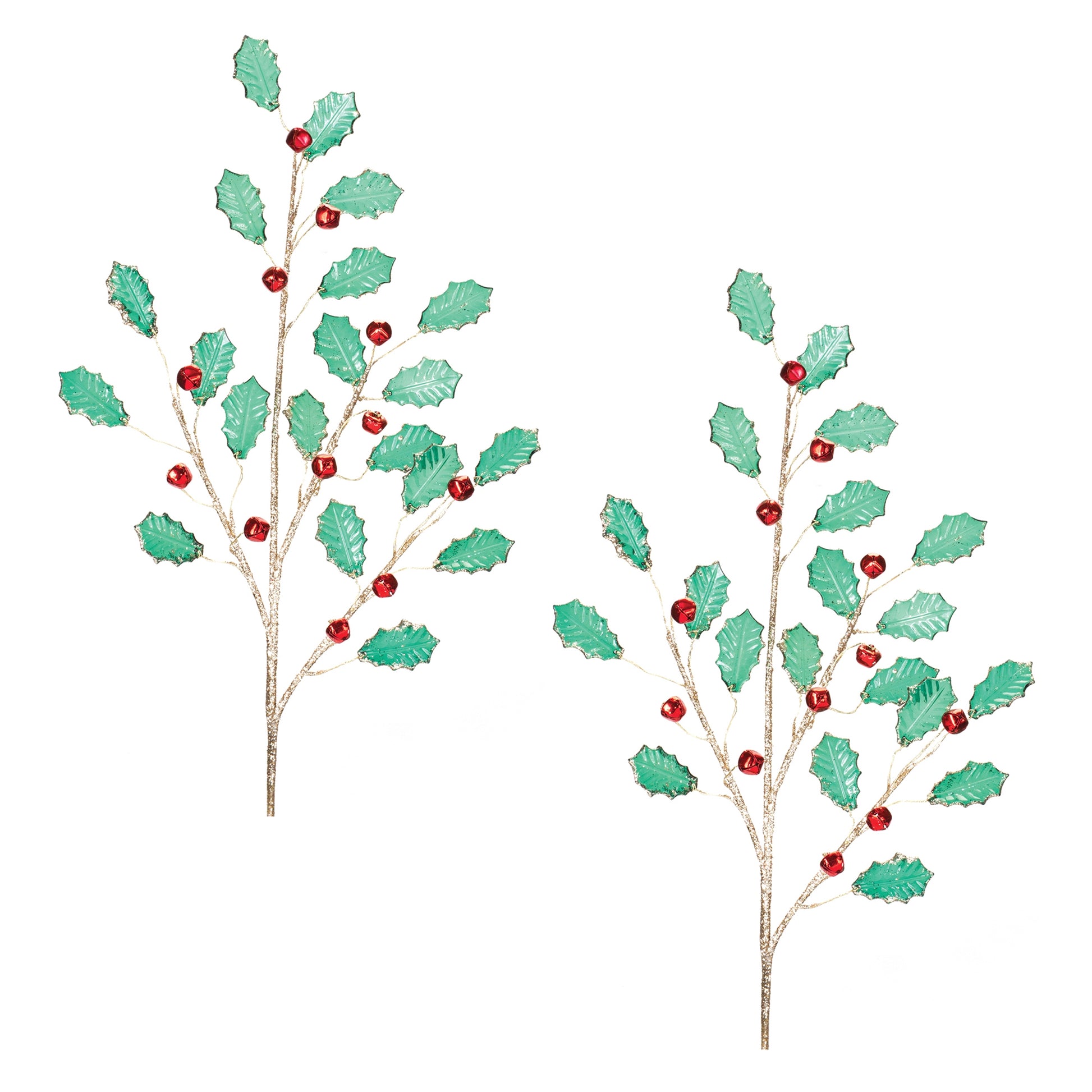 Holly Leaf Jewel Spray (Set of 2)