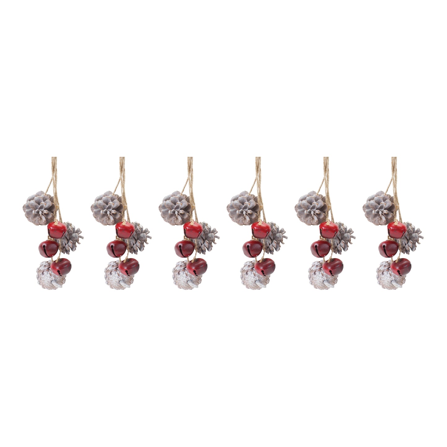 Bell and Pine Cone Drop Ornament (Set of 6)