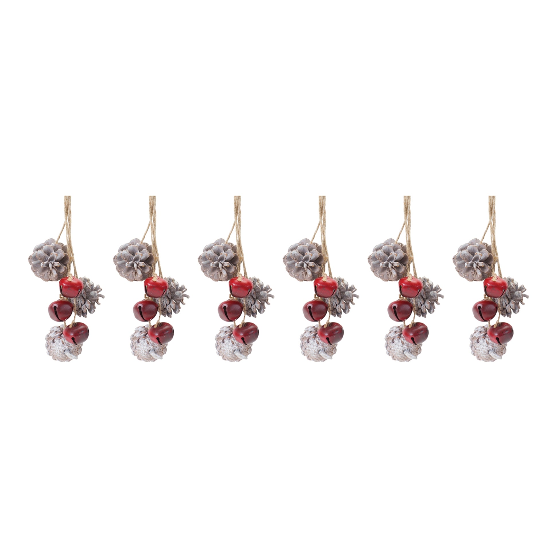Bell and Pine Cone Drop Ornament (Set of 6)