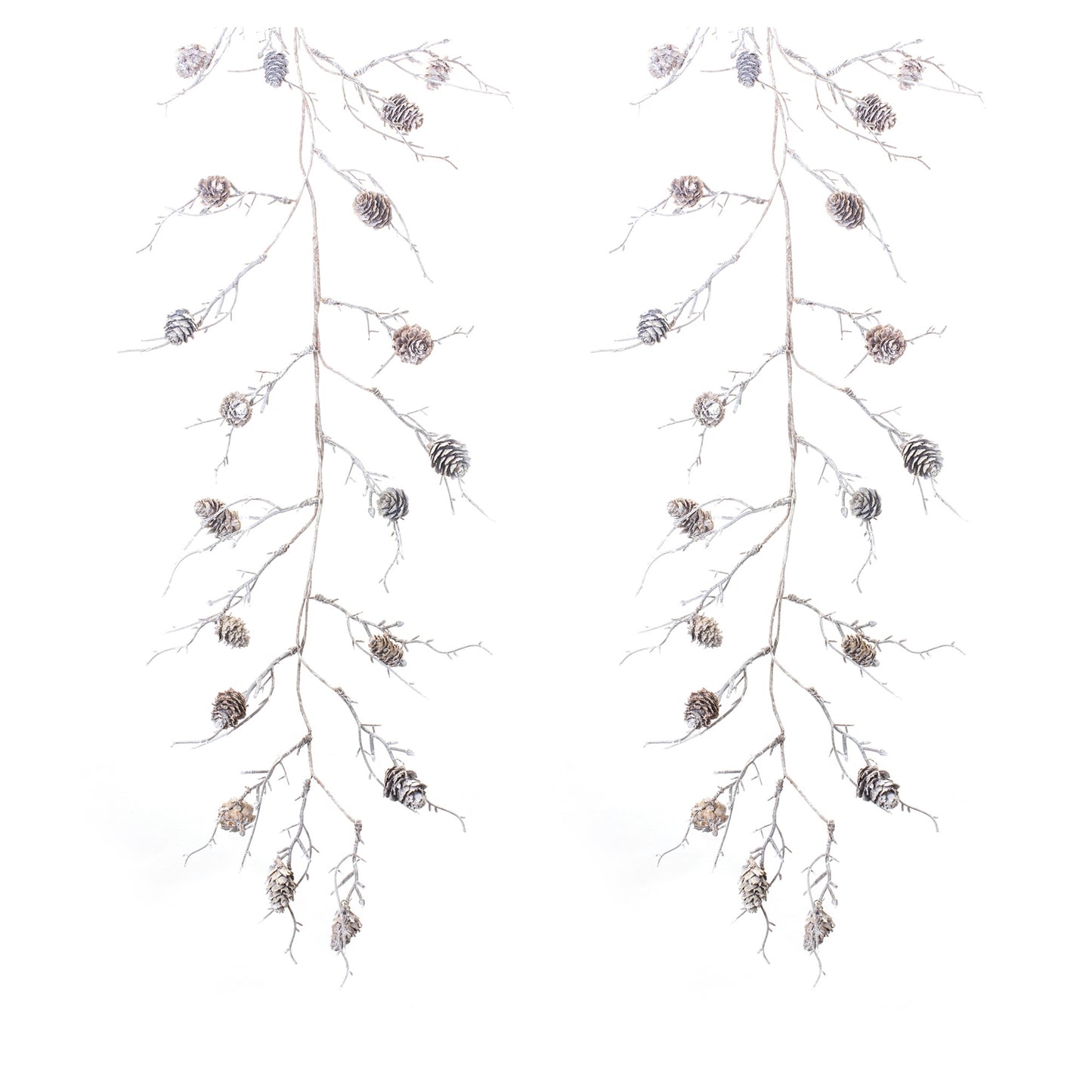 Flocked Pinecone Twig Garland (Set of 2)