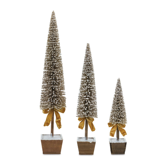 Potted Bottle Brush Pine Tree (Set of 3)