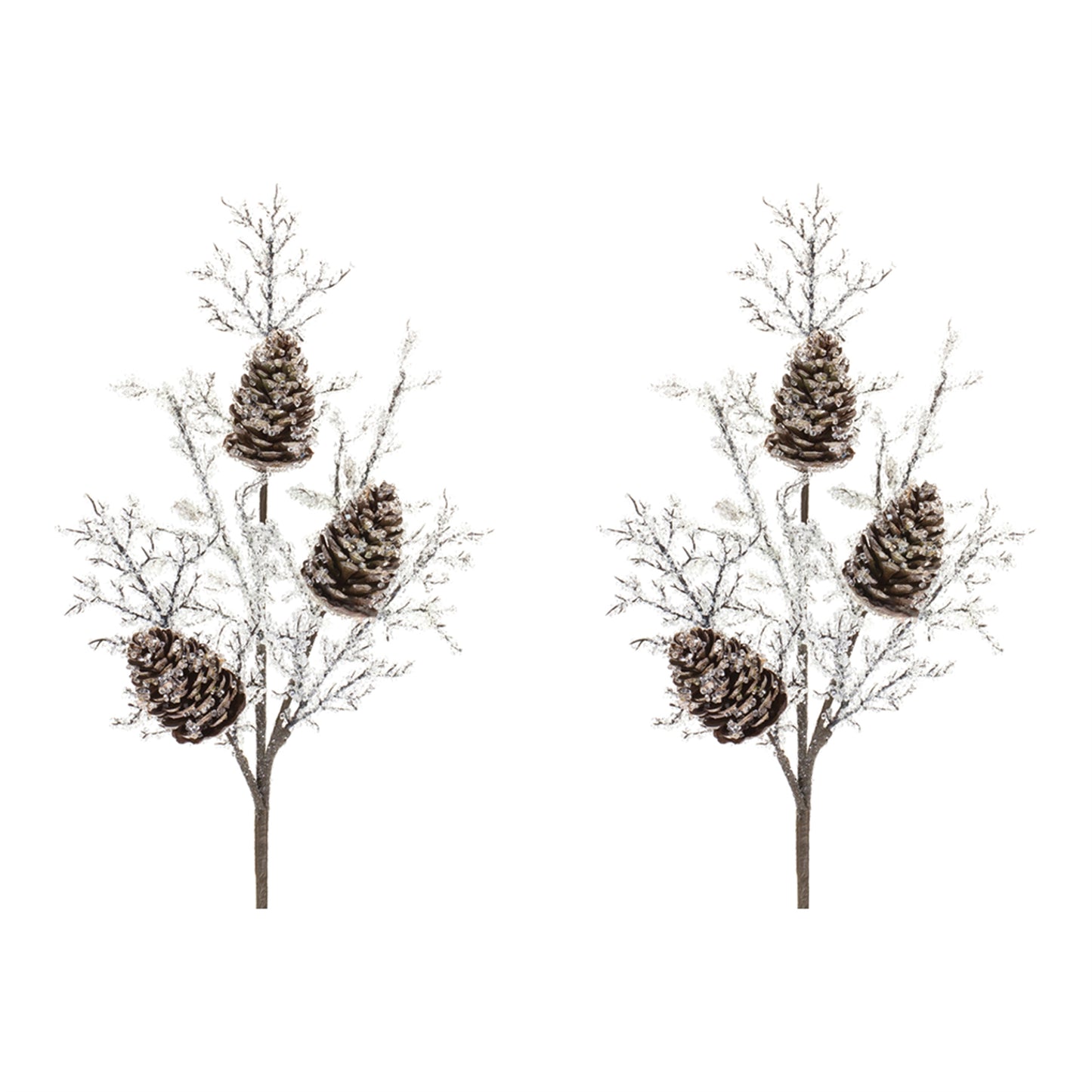 Iced Pinecone Twig Branch (Set of 2)