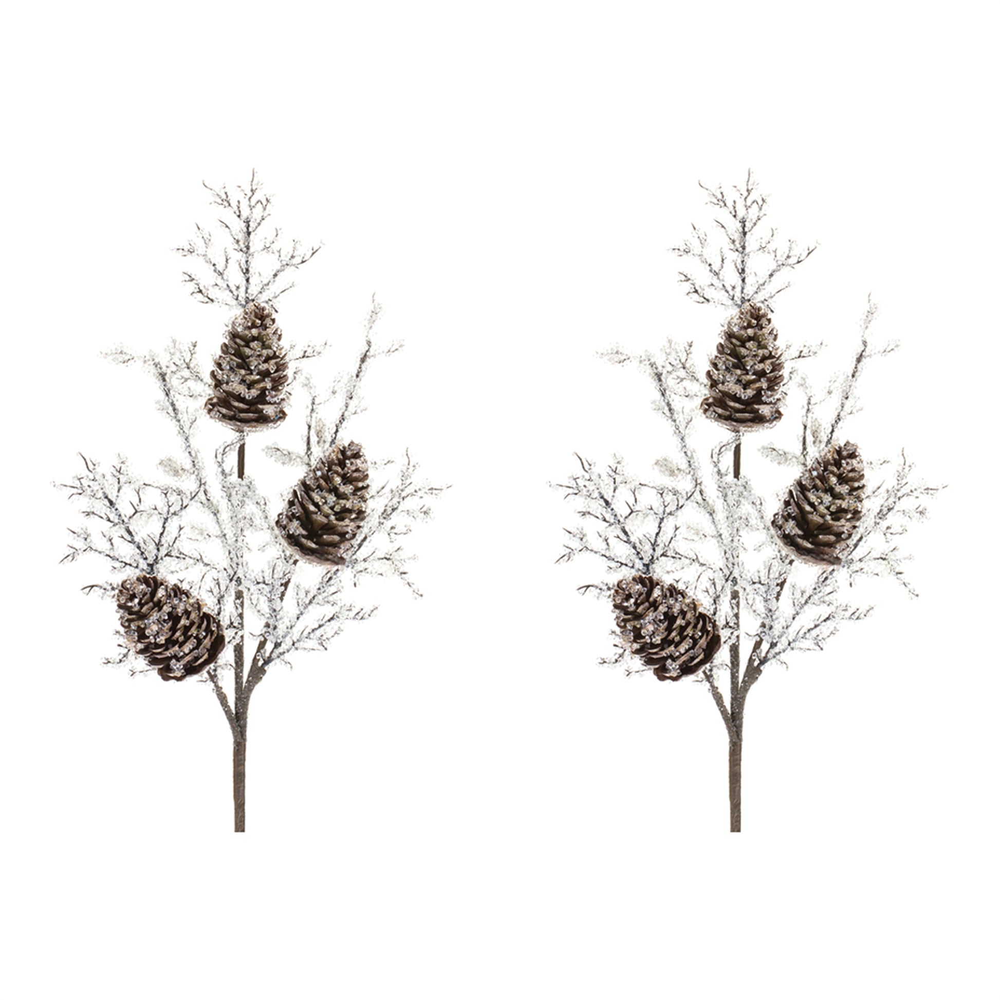 Iced Pinecone Twig Branch (Set of 2)